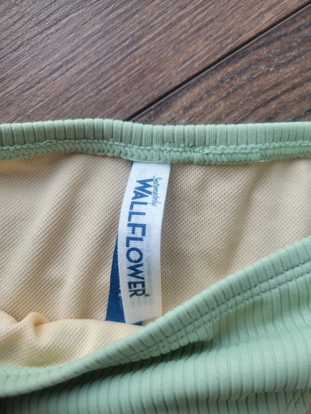 Wallflower Sage Green Ribbed Detail Knotted Side Bikini Bottoms XS